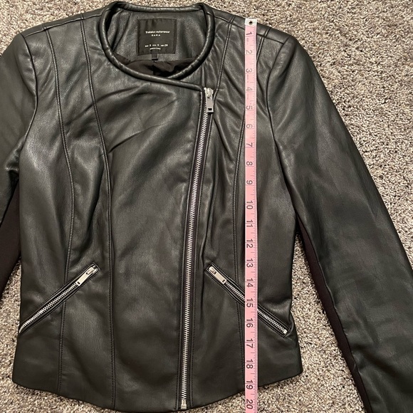 ZARA black vegan leather zip up jacket women’s small - Picture 5 of 6